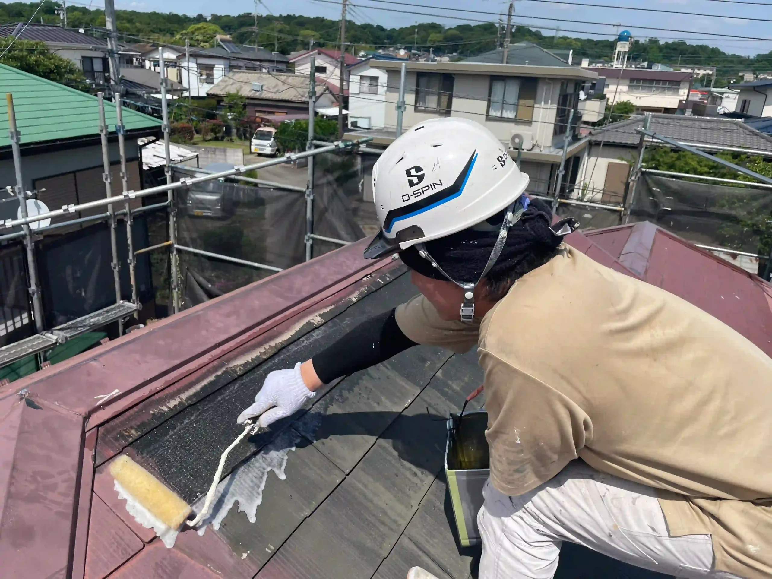 屋根塗装 施工中