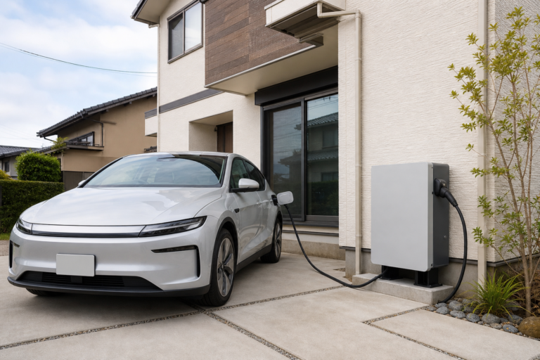 V2H：駐車場の電気自動車と充放電設備